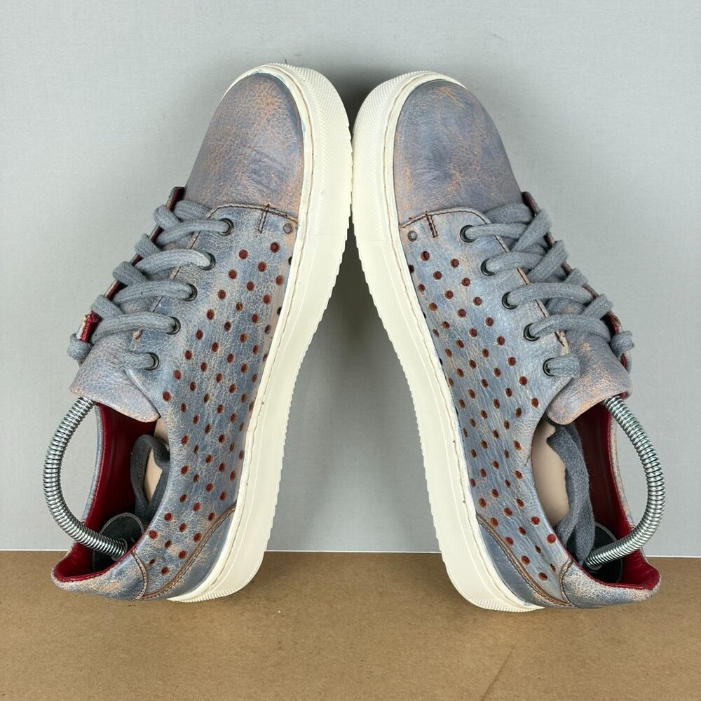 Bed Stu Lyne Perforated Leather Sneakers Womens 7 Blue Red Low Top Lace Up - Picture 6 of 10